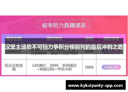 汉堡主场势不可挡力争积分榜前列的最后冲刺之路